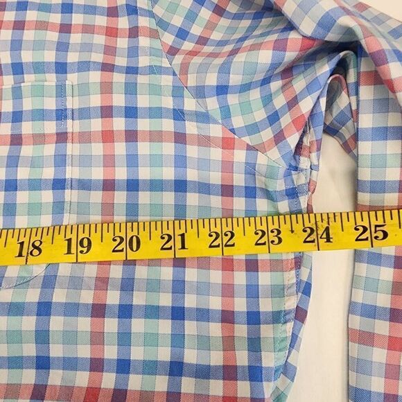 Peter Millar Men's Long-Sleeve Button-up Blue Green Plaid Shirt Size L j14 - Picture 7 of 10